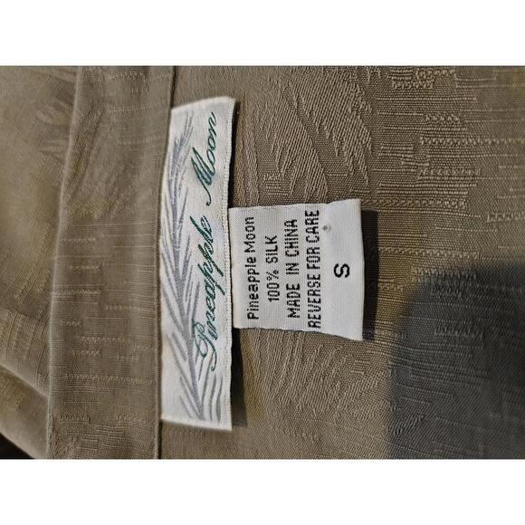 NWOT Vintage 90s Pineapple Moon small olive green silk button up shirt - Picture 5 of 6